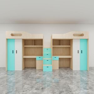 <span class=keywords><strong>Lit</strong></span> mezzanine polyvalent et peu encombrant avec <span class=keywords><strong>bureau</strong></span> d'ordinateur et étagères pour adolescents, taille double - Product Image 4