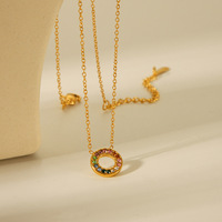 Collier en acier inoxydable plaqué or, nouveau design tendance, serti de pierres de zircon colorées, bijoux de cou tendance