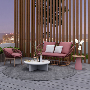 Ensemble de salon de jardin en aluminium et corde, idéal pour villa, collection de meubles de détente d'extérieur, canapé sectionnel, vente chaude - Product Image 5