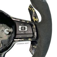 Goldenes Geschmiedetes Carbon-Faser-LED-Sportlenkrad, Maßgefertigt für Perforierte MK6 GOLF JETTA Polo GTI GTI V