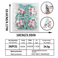 Parches Alfanuméricos Termoadhesivos Bordados por Computadora con Letras Inglesas OEM y Pequeñas Flores Verdes Frescas para Ropa