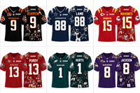 Maillot de football américain pour jeunes enfants, impression par sublimation, col en V, t-shirt de sport pour garçons, logo personnalisé, uniforme d'entraînement et de match pour hommes