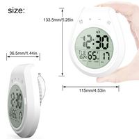 Jam dinding Pancuran kamar mandi Digital, dengan Timer tahan air Timer dapur dengan kelembaban suhu dalam ruangan