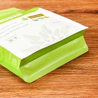 Pochette à fond plat brillant avec logo personnalisé pour l'emballage du sucre de coco, sachet à huit soudures latérales avec fermeture éclair