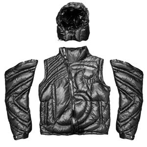 Wholesale Custom Bright Black Lightweight Quilted Puffer <b>Jacket</b> Detachable Hooded Winter Oversized Thick Down Puffer <b>Jackets</b> <b>Men</b> - Product Image 3