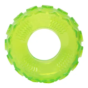 Yıkılmaz agresif dayanıklı çiğneme toptan renkli dayanıklı çiğneme köpek oyuncaklar TPR lastik + Squeaker Pet çiğnemek oyuncaklar-yeşil