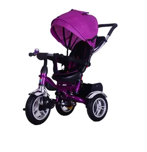 2021 Populer Anak Sepeda Roda Tiga 4 In 1 Mendorong Mobil 3 Roda Bayi Pedal Stroller Olahraga Trike Ungu untuk 3-6 Tahun Bayi Kecil