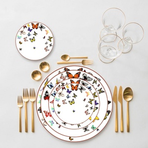 Vaisselle en céramique papillon, service de table en porcelaine fine de haute qualité pour mariage et événements - Product Image 1