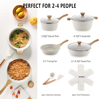 Ensemble de poêles à frire avec poignée amovible, nouveau style pour une cuisson efficace, moderne, grand modèle, blanc laiteux