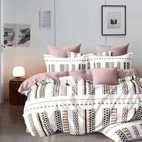 Parure de draps en coton africain 3 pièces, taille King Size, 1 drap plat, 2 taies d'oreiller, parures de draps populaires