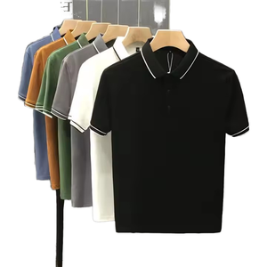 OEM Men's Half Sleeve for Polo Shirt Striped Embroidery Fashionable New Anti-Pilling Customizable Logo Design Reverse Collar