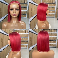Peluca de Cabello Humano Liso Natural 14A, Estilo Bob, Color Natural, con Frente de Encaje Completo 4x4, Apta para Mujeres