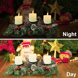 Pièce maîtresse <span class=keywords><strong>de</strong></span> noël décoration <span class=keywords><strong>de</strong></span> table 3 chandelier baies rouges pommes <span class=keywords><strong>de</strong></span> <span class=keywords><strong>pin</strong></span> table artificielle guirlande <span class=keywords><strong>de</strong></span> noël bougeoir - Product Image 4