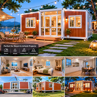 Tiny House 20FT, maison conteneur extensible avec fenêtres panoramiques et intérieur confortable pour location de vacances Airbnb en bord de lac