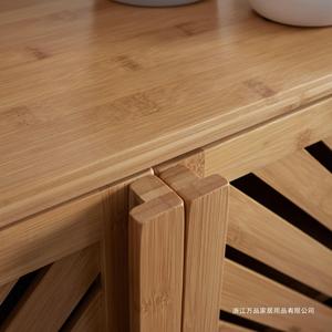 Bamboo Storage Cabinet 75x85x35 Cm With <b>Door</b> For Living Room And Bathroom - Product Image 4