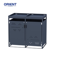 Abri à déchets multifonctionnel en acier/aluminium-Boîtier pour poubelle robuste avec serrure et étagères latérales pour l'organisation en extérieur