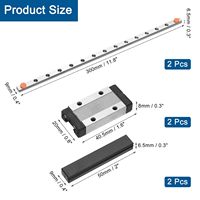 Rail de guidage linéaire en acier inoxydable MGN9 300 mm, blocs de glissière MGN9H, composants en plastique - 6 mois
