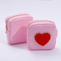 Keymay 18 colori Mini borsa per rossetto portamonete fai da te personalizzato lettera Glitter patch borsa cosmetica regali di festa custodia per trucco