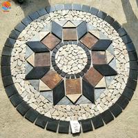 Dalles de pavés en ardoise naturelle pour patio circulaire, mosaïque en ardoise à jet d'eau pour cour