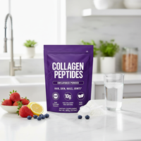 Poudre de collagène marin multi-peptides en gros OEM/ODM, complément cutané pour adultes, vitamine C à spectre complet, acide hyaluronique