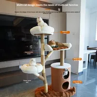 Arbre à chat en bois massif, structure d'escalade pour chat, maison pour chat, design intégré, modèle 12, style minimaliste, utilisation toute l'année, arbre à chat Hebei