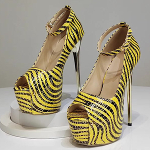 Sandales à talons hauts pour femmes 2025, à bout ouvert, style stiletto, talon bas, à lanières, pour l'été, l'exposition de modèles et les soirées mode - Product Image 1