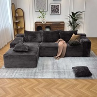 Canapé modulaire trois places en tissu velours côtelé style moderne, confortable, avec compression sous vide pour salon