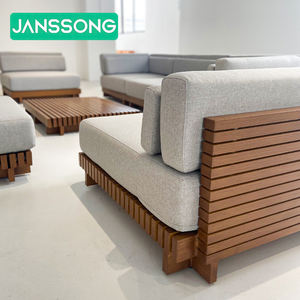 طقم أريكة خارجي للفنادق الحديثة، أريكة فاخرة خارجية للفلل، أريكة حديقة، طقم أثاث فناء خارجي، أثاث منتجع خارجي من خشب الساج - Product Image 3