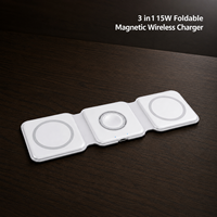 Chargeur sans fil magnétique pliable 3-en-1 15W PD QC3.0 pour téléphones mobiles compatibles, montres intelligentes, écouteurs (5V/3A Type-C)