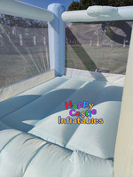 Maison de rebond arc-en-ciel pastel Oxford populaire de 6 pieds avec toboggan Maison de rebond bleue moderne pour enfants avec piscine à usage domestique