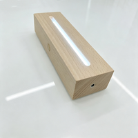 Base de exhibición LED de madera para pilas AAA con botón táctil + interruptor de palanca, iluminación blanca cálida, estilo con ranura y sin ranura para placa acrílica