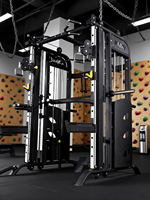 Máquina Smith Comercial, Entrenador Funcional Integrado con Power Rack, Carga por Pin, Polea Doble Ajustable, Lat Pulldown, Remo Bajo para Gimnasio