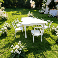 Table Pliante en Forme de Vague Économique et Facilement Transportable, Meuble Blanc avec Chaises pour Fêtes d'Enfants en Plein Air, Événements d'Anniversaire et Locations