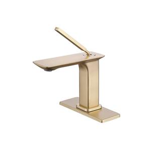 Robinet mitigeur de lavabo moderne en laiton à poignée <span class=keywords><strong>unique</strong></span>, design contemporain, montage monotrou, pour salle de bain, finition brossée, céramique, <span class=keywords><strong>WC</strong></span> - Product Image 6