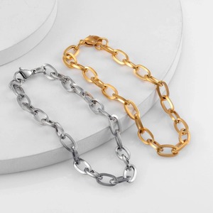 สร้อยคอทรงกลม สแตนเลสสตีล แบบ Cuban Chain Curb Link หลากสี คุณภาพสูง สำหรับผู้ชายและผู้หญิง - Product Image 1
