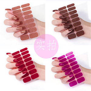 Autocollants pour ongles en poudre d'oignon scintillante de couleur unie, film pour ongles, autocollants pour ongles populaires avec adhésif - Product Image 5
