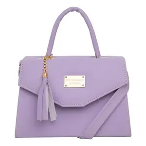 Bolso Bandolera Lizeth Morado con Patrón Geométrico, Estilo Vintage en PU con Decoración de Borlas para Uso Diario - Product Image 1
