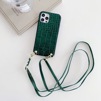Coque de téléphone à chaîne de luxe pour iphone 12 14 Pro Max 7 8 Plus 11 X XS XR SE MiNi 13 lanière de cou cordon housse Crocodile