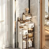 Armoire de rangement multifonctionnelle pour petite salle de bain avec tiroirs, porte-papier toilette, armoire verticale pour salle de bain