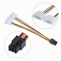 IDE Dual 4Pin ke ATX 6Pin 12V grafis kartu adaptor kabel konverter 2 IDE Dual 4pin IDE Male to 6 Pin Female