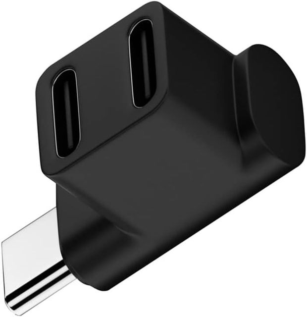 10Gbps USB3.0 Type C Male to Dual Female Power Data Splitter Adapter up Angled