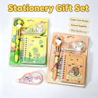 Kit de Papelería Infantil con Dibujos Animados 3 en 1, Bolígrafo Multicolor de 6 Colores, Cinta Correctora, Mini Cuaderno Espiral, Set de Regalo para Estudiantes, Empaquetado en Blíster