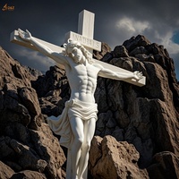 Église catholique chrétienne célèbre grande pierre sculpter jésus 14 Station onzième station marbre blanc jésus cloué croix Sculpture