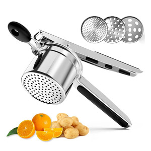 <span class=keywords><strong>Presse</strong></span> à pommes de terre et <span class=keywords><strong>presse</strong></span>-agrumes manuels en acier inoxydable 3 <span class=keywords><strong>presse</strong></span>-agrumes interchangeables pour l'ail et les autres métaux - Product Image 1