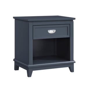 Navy Blue Nightstand With Drawer And <b>Shelf</b> Classic Bedroom Furniture - Product Image 1
