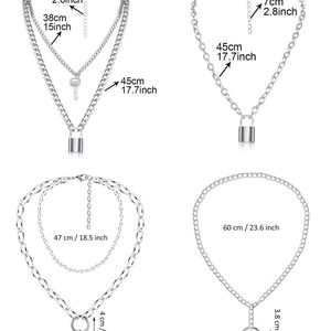 สร้อยคอแบบหลายชั้นสไตล์ยุโรป โลหะผสมสังกะสี สำหรับผู้หญิง งานปาร์ตี้ ดีไซน์เรขาคณิต สีเงิน สีทอง - Product Image 2