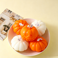 Bougie parfumée citrouille d'Halloween, bougie en cire de soja 3D en forme de visage de fantôme, aromathérapie, faite à la main, nouveauté décorative pour cadeaux de fête