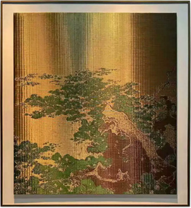 Panneau en maille tissée architecturale en laiton de luxe, motif personnalisé, maille décorative métallique dorée pour cloison de club, art mural - Product Image 1