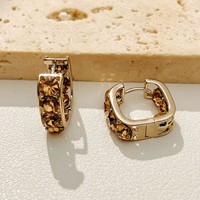 Boucles d'oreilles carrées plaquées or haut de gamme, accessoires de mode et de niche pour le quotidien