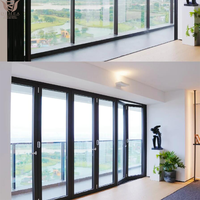 Paravent intérieur minimaliste DEMEA, cadre fin en aluminium, verre dépoli, séparation de pièce pour salon ou bureau, porte pliante accordéon